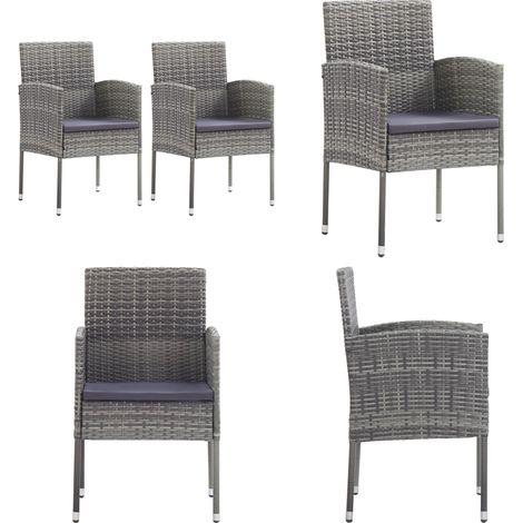 Chaises de jardin coussins gris foncé 2 pcs résine tressée - Chaise De Jardin - Fauteuil De Jardin - Mobilier De Jardin - Résine Tressée - Chaise Extérieure - Home & Living (1/5)