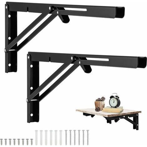 Schwarze, klappbare Wandhalterung 500 x 170 mm – Robuste, klappbare Halterung – Einfache Montage für Garage und Werkbank (1/5)
