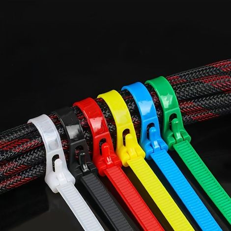 Lot de 100 colliers de serrage en nylon réutilisables et autobloquants (modèles assortis) — Pratiques, efficaces et sécurisés (1/5)