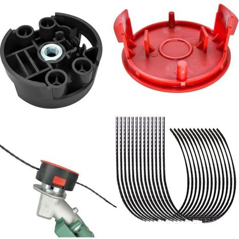 F016800431 Fil de rechange pour débroussailleuse Bosch AFS 23 à 37, avec couvercle de bobine F016F04841 et tête de coupe (1/4)