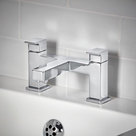 Hansgrohe Vernis Shape Bathroom Bath Mixer Tap Twin Lever Modern Square Chrome (1/5)