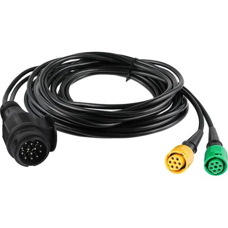 Câble Remorque 5 m avec Fiche 13 Broches et 2X Connecteur 6 Broches - Harnais de Câblage avec Connecteur à Baïonnette pour Éclairage de Remorque Feux Arrière (1/5)