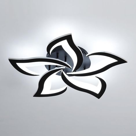 Comely – Plafonnier LED noir 60W – Éclairage puissant 7200lm – Lumière froide 6500K – Design floral moderne pour salon, chambre, cuisine, couloir