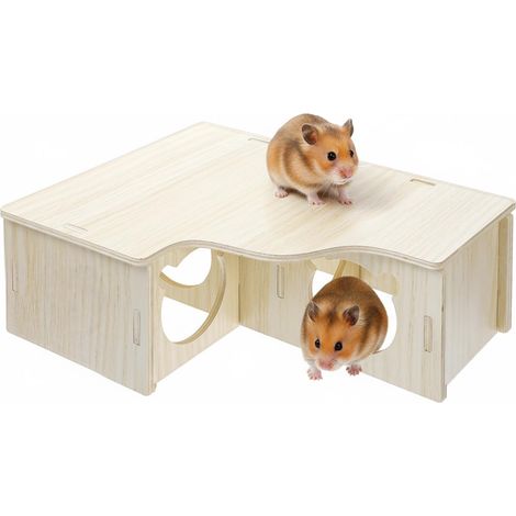 Cachette polyvalente pour hamster et tunnel d'exploration, maison de hamster avec échelle d'escalade en bois pour - MMCD-ZGL-05407 (1/5)