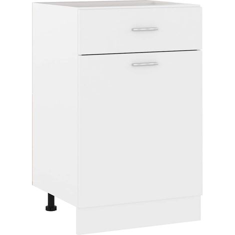 Armoire de plancher à tiroir Elément bas de cuisine - Meuble de cuisine bas Blanc 50x46x81,5 cm Aggloméré Chic-792434 (1/5)