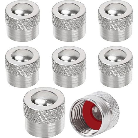8 bouchons de valve en métal avec joint en caoutchouc pour voiture, moto, vélo et scooter - bouchons de pneu (1/5)