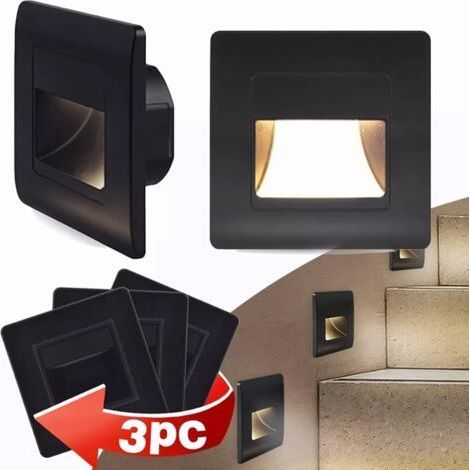 3Pcs 2W 3000K Modern Stair Lights LED Lights Step Lamp Warm White Soft Lighting Integrated Stair Step Lamp for Bedside Hallway Staircase (1/5)