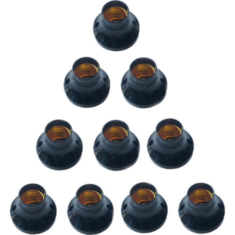 Lot de 10 douilles de lampe universelles E27 - Culot de plafond - Douille murale E27 - Pas de câble - Pour support de lampe, cave, noir (1/5)