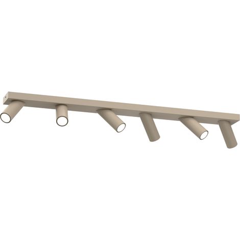 Plafonnier rail 6 spots orientables GU10 cachemire acier Luminex Tublon