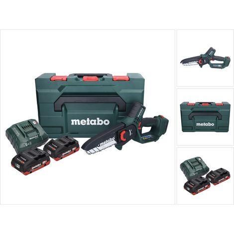 Metabo MS 18 LTX 15 Trononneuse sans fil 18 V 15 cm 5 m/s + 2x accu 4,0 Ah + chargeur + metaBOX