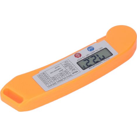 Faltbares elektronisches digitales Lebensmittelthermometer, Sofortanzeige, präzises Kochen, orange Farbe, tragbares Smart-Gerät. (1/5)