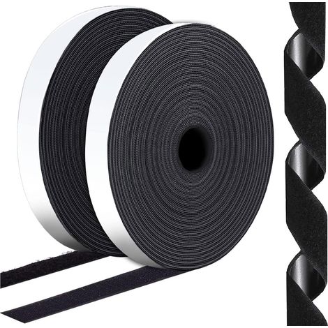 Cinta adhesiva de doble cara de alta resistencia, apta para colgar cuadros, fijar a paredes, etc., color negro, 5,0 cm x 25 m. (1/5)