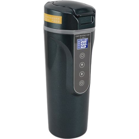 Bouilloire électrique de voiture avec écran intelligent de 500 ml, tasse chauffante portable pour voiture, 12 V/24 V, verte (1/5)