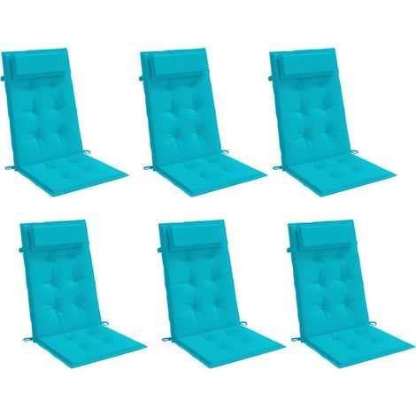 Coussins de chaise à dossier haut lot de 6 turquoise vidaXL
