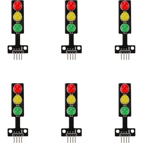 6pcs Mini Traffic Light Display Module, 5V 8mm LED Display Board Module for Traffic System Model, Compatible with Arduino Raspberry Pi