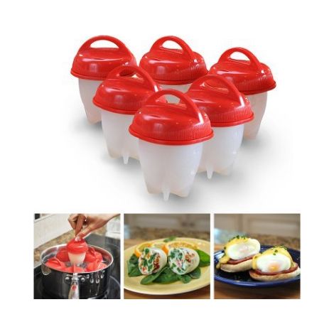 6 Pieces Silicone Egg Cooker, Silicone Egg Poacher, Silicone Egg Cooker, Non-Stick Quick Poacher, Silicone Egg Cooker without Shell, BPA Free, Suitable for Home and Restaurant (1/5)