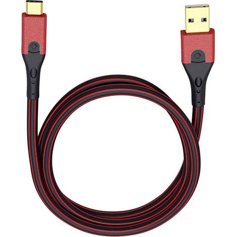 USB 3.0 [1x USB 3.0 mâle type A - 1x USB-C® mâle] 3.00 m rouge/noir contacts dorés Oehlbach USB Evol (1/2)