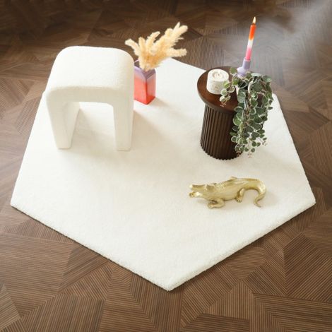Tapis de salon design hexagonal - Touch - Blanc crème - 160 x 185 cm (1/5)