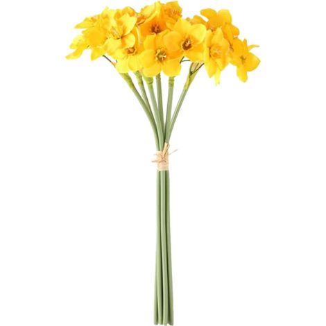 Bouquet de Fleurs Artificielles en Tissu de Soie Jaune Réaliste pour Décoration Intérieure et Mariage, Ornement Floral Lifelike pour Accessoires de Photographie (1/5)