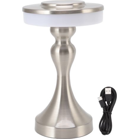 Lampe de table LED tactile rechargeable USB argentée, 3 températures de couleur, design moderne en fer et acrylique (1/5)