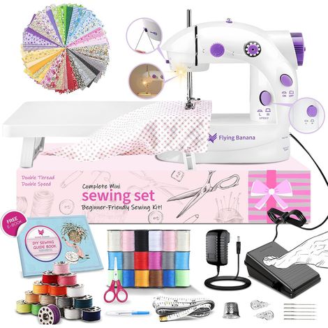 Mini machine à coudre pour enfants débutants, machine à coudre électrique portable facile à utiliser, petit outil de couture portable amélioré avec kit de couture (1/5)