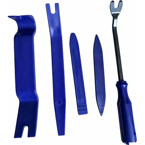 Kit de desmontaje de autorradio de 5 piezas azules, herramientas en bolsa (1/5)