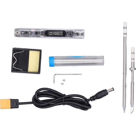 Fer à souder électrique à affichage numérique avec support pour panne à souder et clé hexagonale, outil de soudage portable DC12V 25V (1/5)