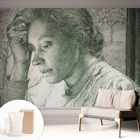 Carta Da Parati Non Tessuto - Con Colla Inclusa per Camera da Letto - Facile da Applica - Motivo decorativo Donna riflessiva 312x219 cm (1/5)