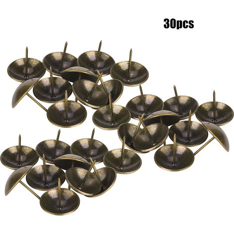 30 pièces clous capitonnage tête ronde renforcée cyan bronze fer plaqué accessoires meubles 30x30mm (épais) (1/5)