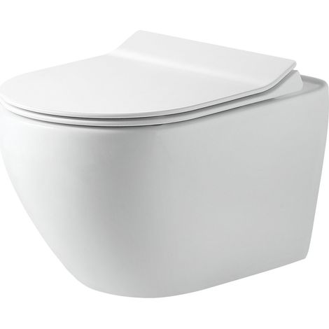 Primaster Wand WC spülrandlos Salvando Tiefspüler weiß inkl. WC Sitz Wand-WC (1/3)