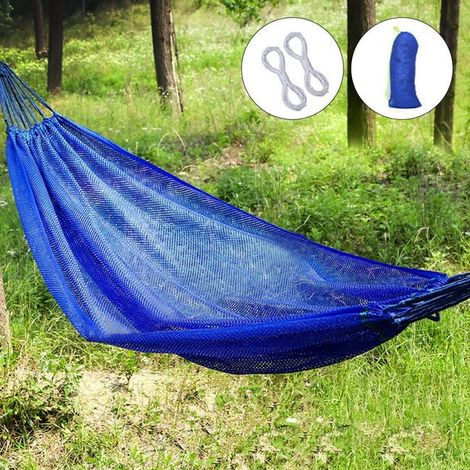 Green Mobility-Hamac de camping pivotant d'extérieur, avec tiges, respirant et résistant, double hamac portable, 190 × 130 cm, bleu, pour l'extérieur et l'intérieur (1/5)