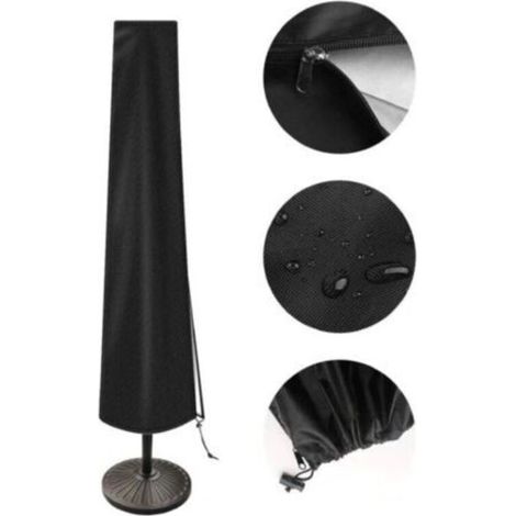 Housse de parasol imperméable et anti-UV noire, 183 x 25 x 35 cm, pour parasol d'extérieur (1/5)