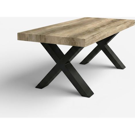 Table à manger extensible 12 places 160/260x90 pieds noirs Firenze - Marron