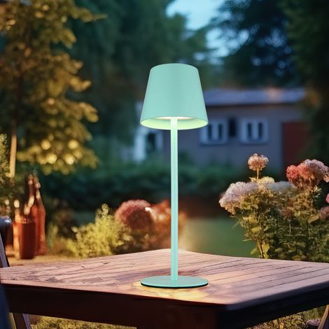 Außenleuchte Tischlampe Akku Tischleuchte Touchdimmer Flaschenaufsatz CCT, minze, USB-C, LED 3W 200Lm warm-kaltweiß, DxH 11,5x36 cm