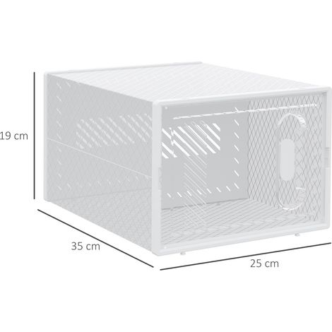 Étagère à chaussures modulable DIY 8 compartiments, bac rectangulaire plastique transparent, dimensions 25x35x19cm (1/4)