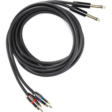 Câble audio JORINDO JD6094 double 6.35mm mâle vers RCA stéréo mâle - 3 mètres / 118.1 pouces (1/5)