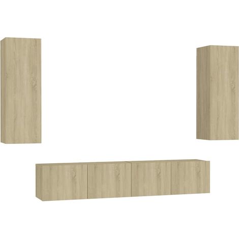 Maison Exclusive - 4-tlg. TV-Schrank-Set Sonoma-Eiche Holzwerksto