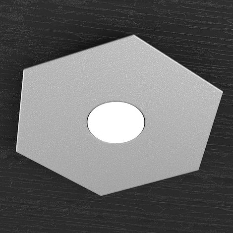 Plafoniera Industrial-Minimal Hexagon Metallo Grigio 1 Luce Led 12W (1/4)