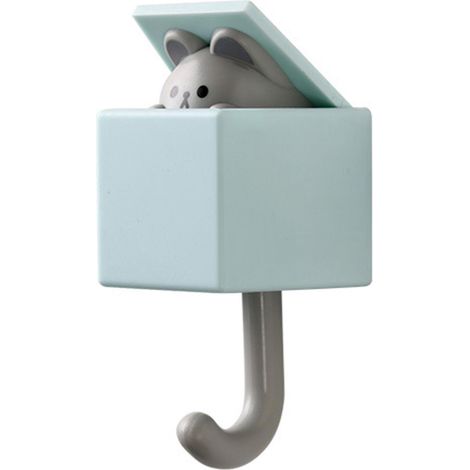 Porte-clés adhésif suspendu, durable et stable, pour entrée, porte d'entrée, couloir, bleu clair, souris (1/5)
