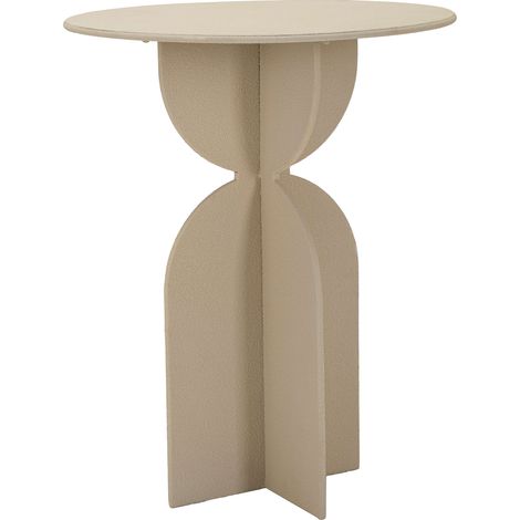 Wohnzimmertisch Fanotalo, Runde Form, Tischplatte Weiß, Gestell Creme, 45x45x58h cm Weiß Creme