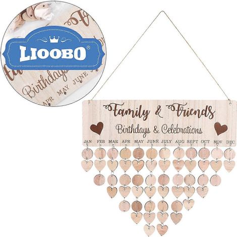 Calendrier en bois en forme de bloc, décoration suspendue pour la maison, rappel d'anniversaire (1/5)