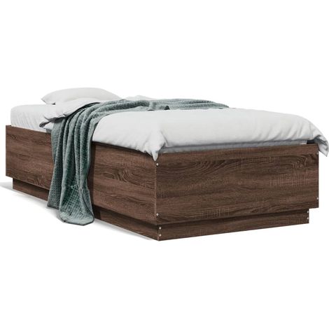 Cadre de lit chêne marron 75x190 bois d'ingénierie (1/5)