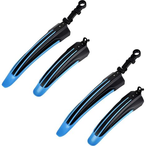 Lot de 2 garde-boue de vélo réglables et universels, noir et bleu, protection contre les éclaboussures (1/3)