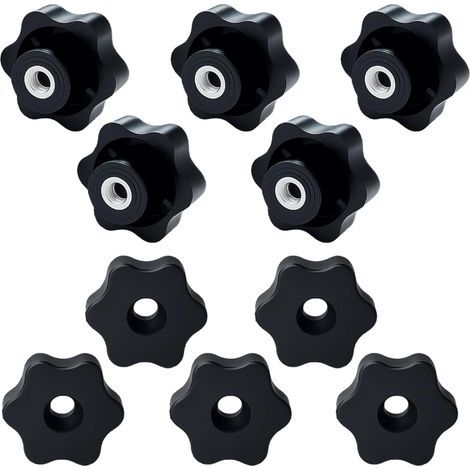 10 - Bouton De Serrage - Écrou Papillon - Fixation Manuelle Sans Outil - Pour Machines Et Meubles - Noir - M8x4,8cm (1/5)
