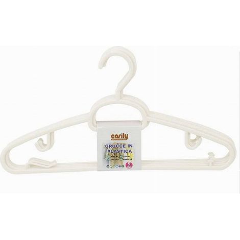 Cleafe - Set 5pz Grucce In Plastica Stampelle Appendiabito Pantaloni Giacche Bianco 79324 - (1/2)