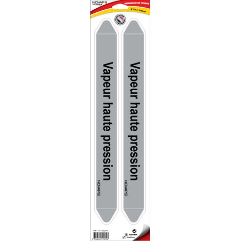 Planche de 2 marqueurs de tuyauterie 450 x 52 mm pour Ø 70 à 100 mm - Vapeur haute pression - 4709796
