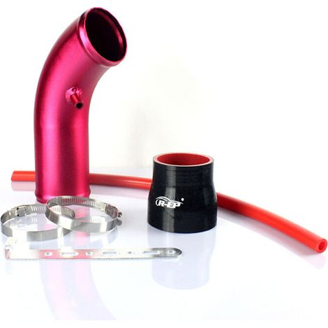 Ansaugturbine für PKW-Ansaugschlauch-Set 76 mm Hochleistungs-Gummischlauch-Anschlussfilter Universal-Ansaugkompressorschlauch (Rot) (1/4)