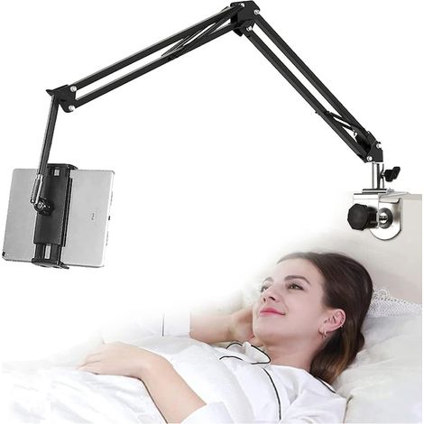 Support tablette réglable universel lit, métal robuste, 4.5-12.9 pouces, 1200g, pivotant 360° (1/5)
