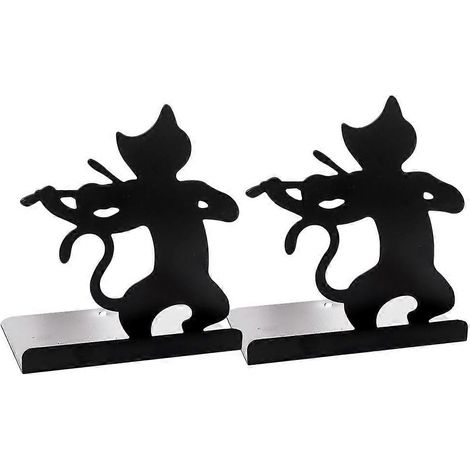 2 Stück rutschfeste Buchstützen aus Metall für Bücherregale und Büros, auch als Zeitschriftenablage geeignet-18.5X16cm-Black (1/3)