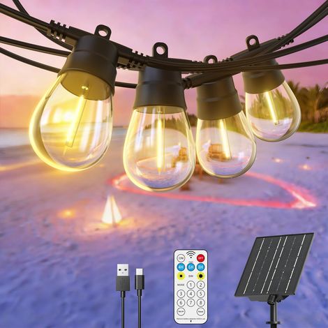 Guirlande Guinguette Extérieur et Intérieur, 16M 15+1 Économie d'énergie Led Ampoules Etanche IP65 Guirlande Lumineuse Exterieur Décoration pour Eté Jardin Terrasse Fête Patio Café- Tandem (1/5)